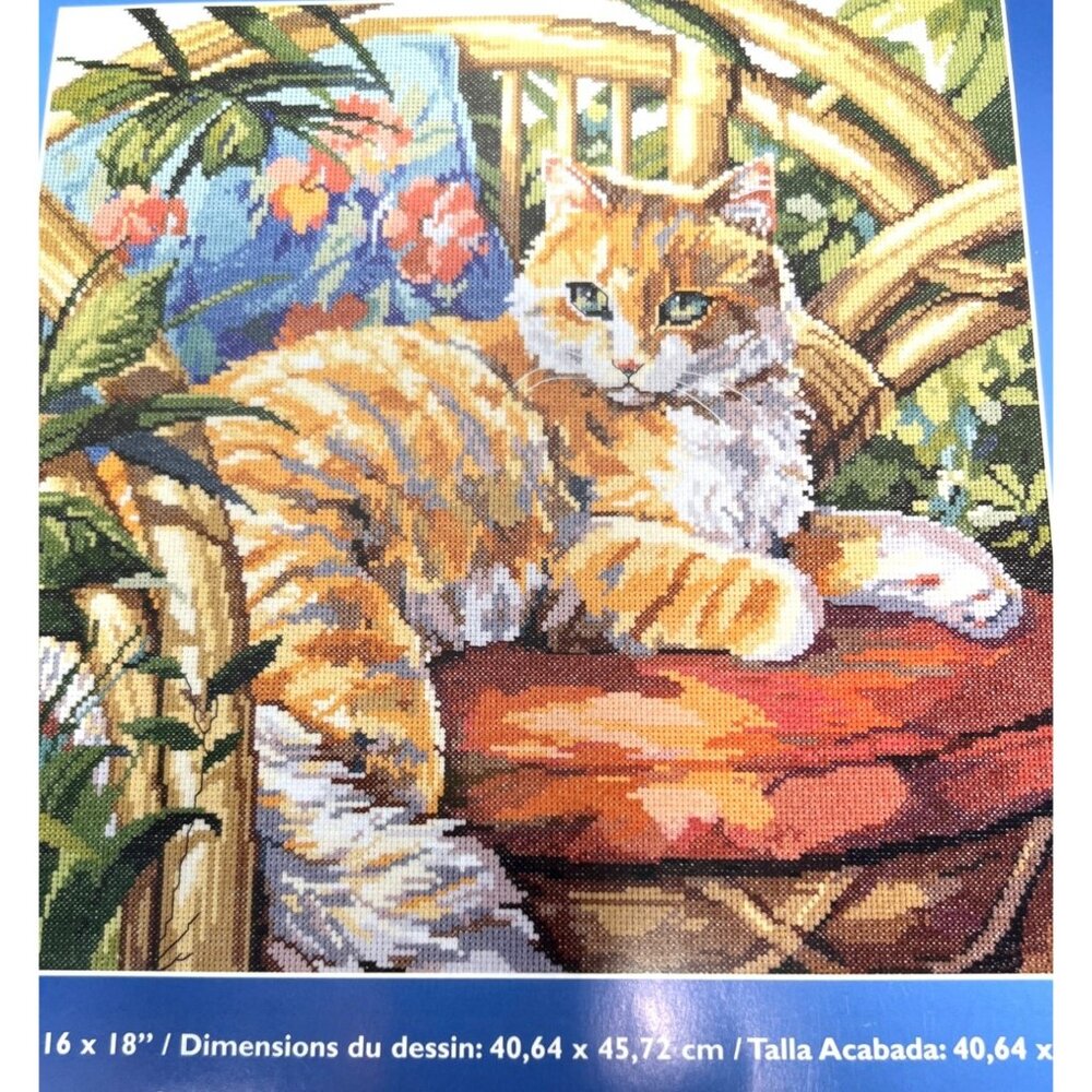 Janlynn Cat On The Sunlit Chair Cross Stitch Pattern 16" X 18" Pattern Only